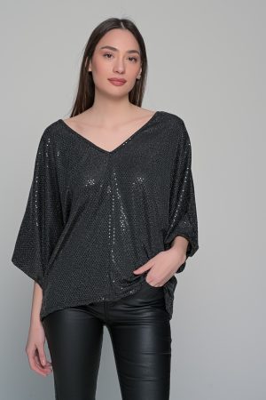 Μπλούζα νυχτερίδα μαύρη