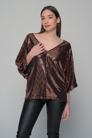 Μπλούζα νυχτερίδα πορτοκαλί