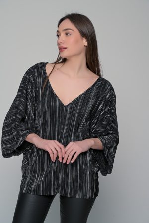 Μπλούζα νυχτερίδα πλισέ