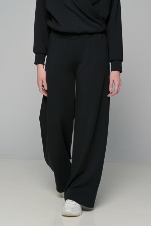 Παντελόνα φούτερ με λάστιχο μαύρη