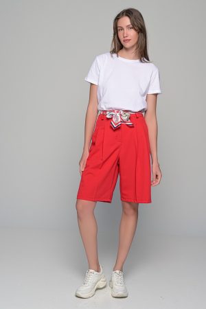 Βερμούδα με πιέτες κόκκινο