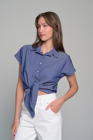 Κροπ πουκάμισο με δέσιμο τζιν