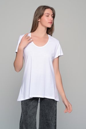 Κοντομάνικη μπλούζα βαμβακερή σε Α γραμμή