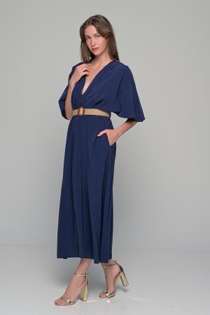 Φόρεμα με τσέπες μπλε