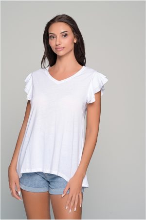 Βαμβακερή μπλούζα βε βολάν